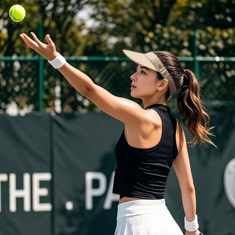 Wander Running Sun Visor Hats Wide Brim UV Protection Sports Golf Tennis Elastic Band Mesh Cap for Women - Image 4